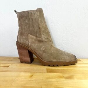 Vince Camuto Boots Aresse Brown Suede Leather‎ Lug Heel Ankle Booties Size 11